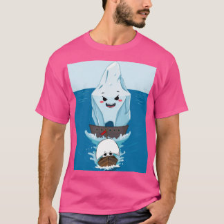Camiseta Gigante Iceberg persigue a un pequeño barco