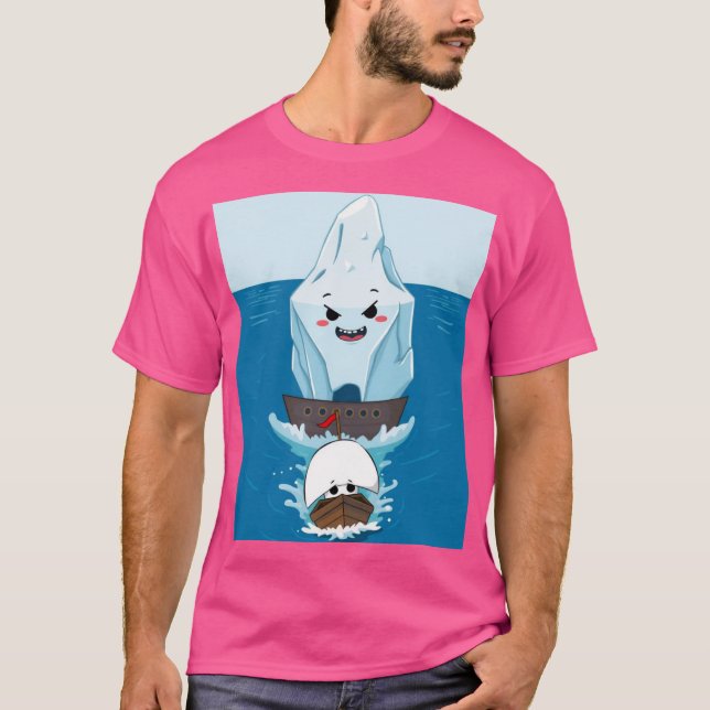 Camiseta Gigante Iceberg persigue a un pequeño barco (Anverso)