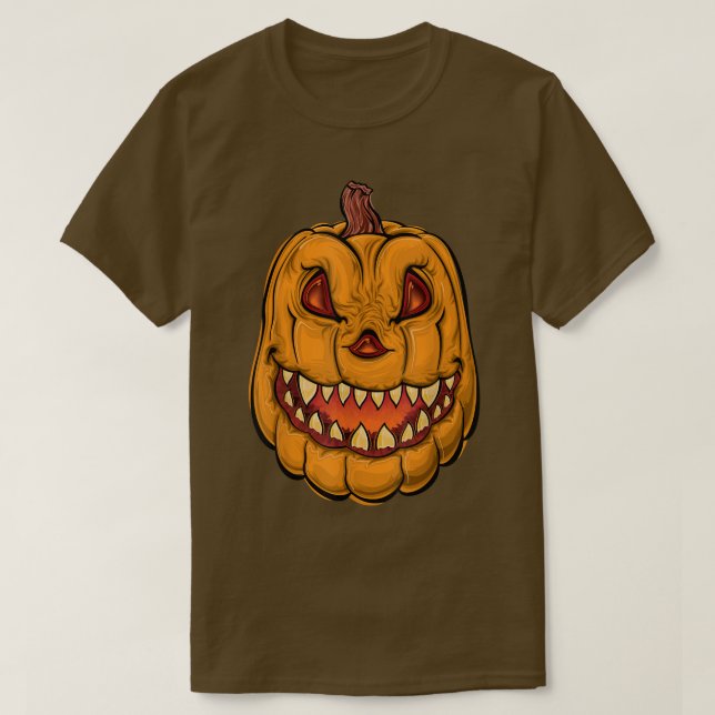 Camiseta Gigante Jack O' Lantern Angry Pumpkin Face (Diseño del anverso)