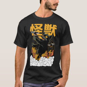 Camiseta Gigante Kaiju Monster Cat Gracioso estilo anime ja