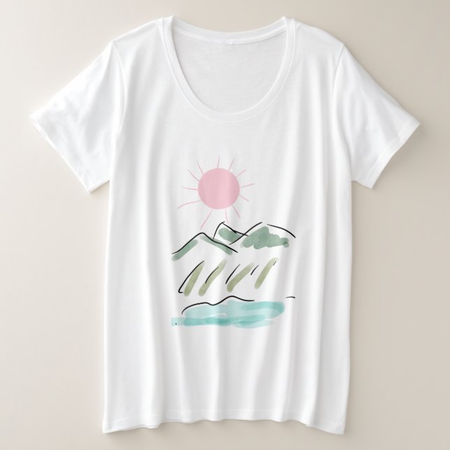 Camiseta gigante para mujeres y sol rosa (Anverso del diseño)