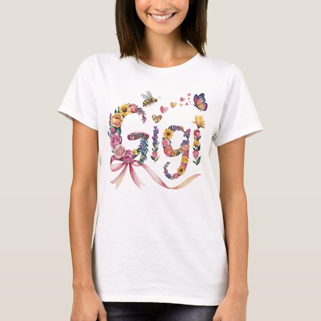 Camiseta Gigi Abuela – Camiseta con Nombre Floral  (Anverso)