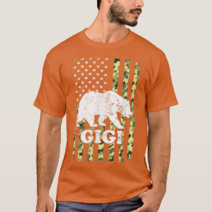 Camiseta Gigi Bear Camping Camuflaje de Senderismo USA Amer