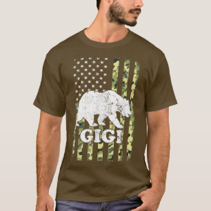 Camiseta Gigi Bear Camping Camuflaje de Senderismo USA Amer
