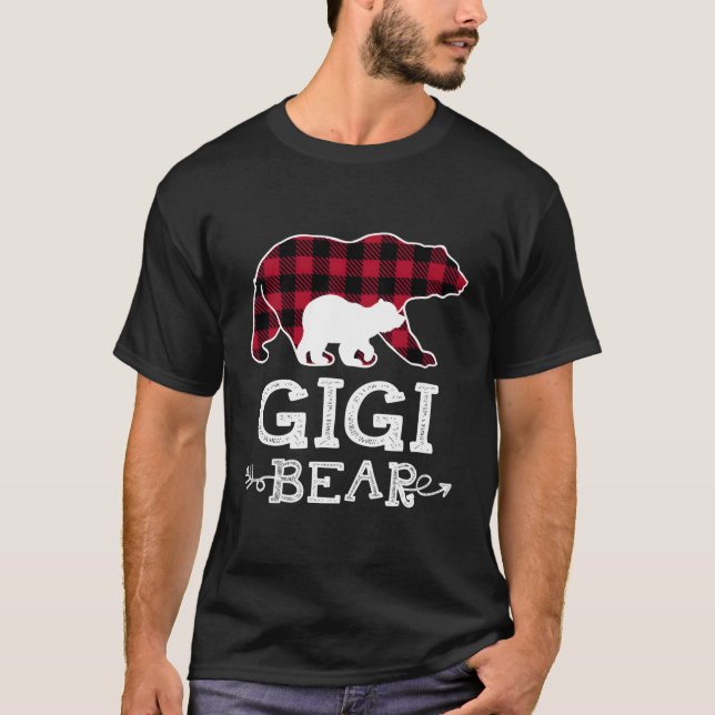 Camiseta Gigi Bear Navidades Pajama Red Plaid Buffalo Arrow (Anverso)
