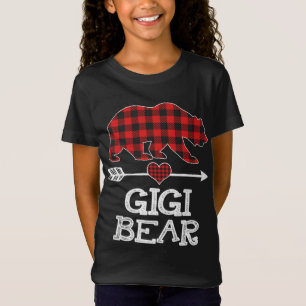 Camiseta Gigi Bear Navidades Pajama Red Plaid Buffalo Famil