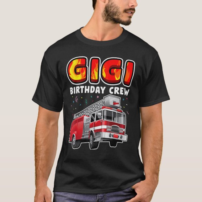 Camiseta Gigi Birthday Crew Fiesta Fire Truck Boy Kids Fire (Anverso)