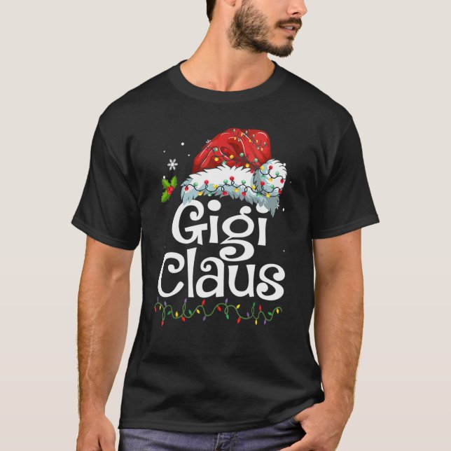 Camiseta Gigi Claus Shirt Santa Hat Rojo Buffalo Jugado Chr (Anverso)