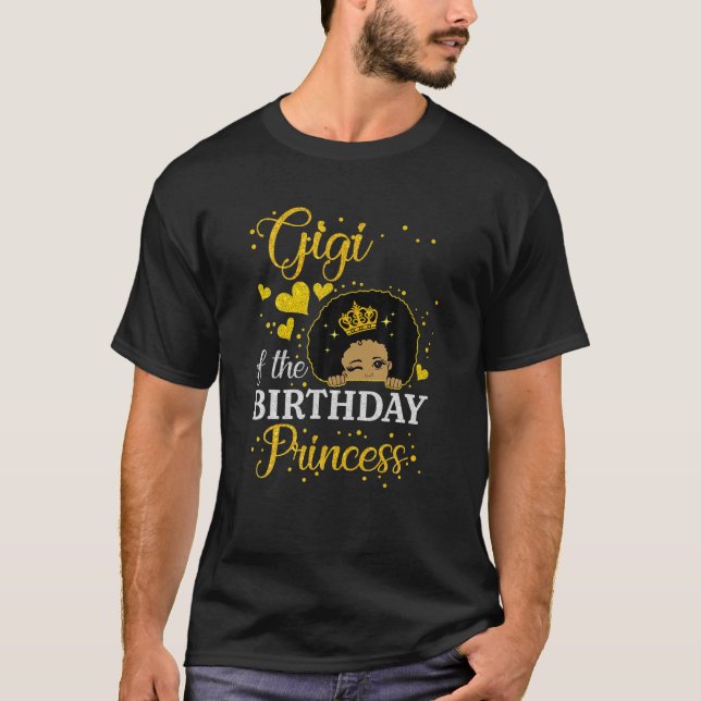 Camiseta Gigi De La Princesa De Cumpleaños Niña Afroamerica (Anverso)