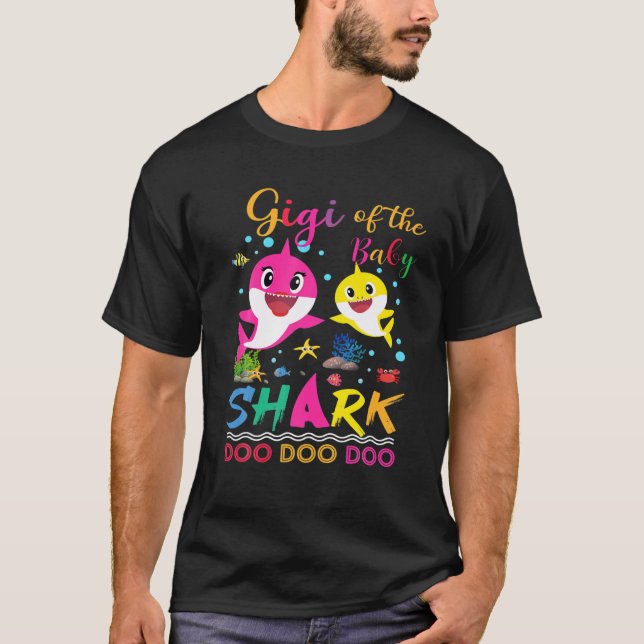Camiseta Gigi Del Bebé Tiburón Cumpleaños Gigi Shark (Anverso)