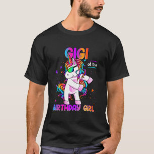 Camiseta Gigi del Chica de cumpleaños Dabbing Unicorn Fiest