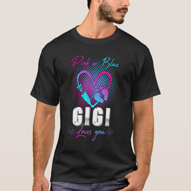 Camiseta Gigi Rosa O Azul Ama A Su Bebé Revés De Género Par (Anverso)
