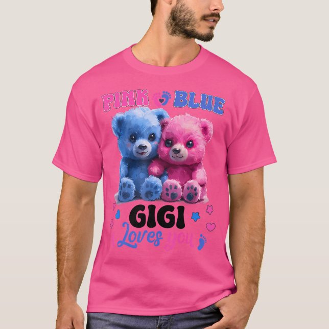 Camiseta Gigi Rosa O Azul Te Ama El Sexo Del Bebé Del Oso C (Anverso)