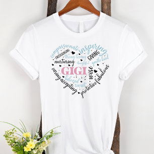 Camiseta Gigi Word Cloud Pink Hearma Grandma
