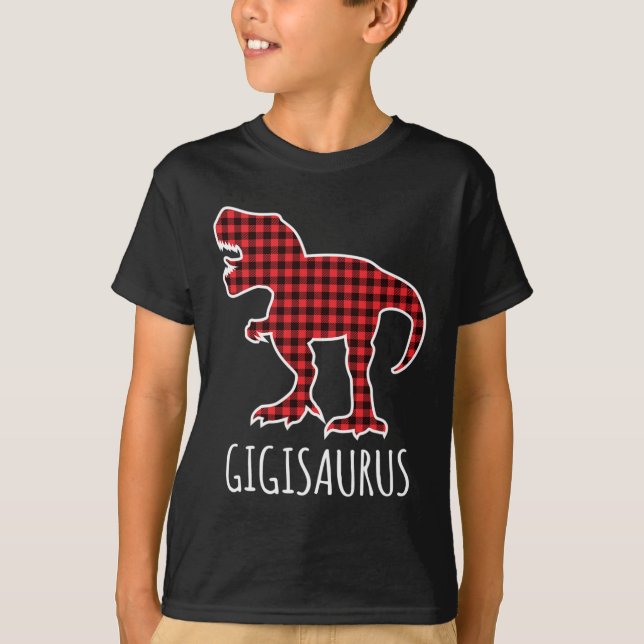 Camiseta Gigisaurus Buffalo Plaid Dinosaur Divertido Combin (Anverso)