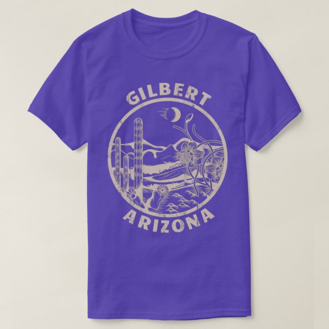 Camiseta Gilbert Arizona Linocut Ilustra del Desierto en Pr (Diseño del anverso)