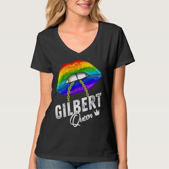 Camiseta Gilbert Queen LGBTQ Gay Pride Flag Lips Rainbow Me (Anverso)