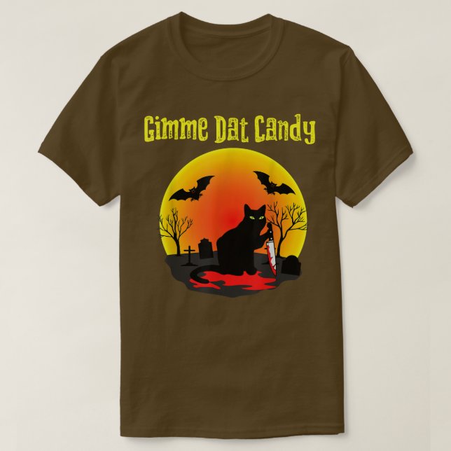 Camiseta Gimme Dat Candy Creepy Cat Spooky Halloween680 (Diseño del anverso)