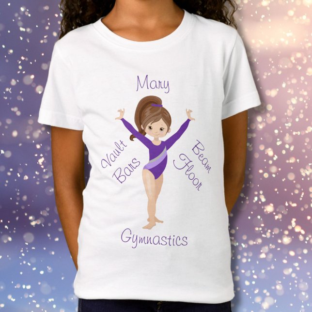 Camiseta Gimnasia Brunette, Ojos Marrones, Leotard Morado (Subido por el creador)