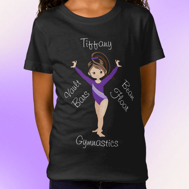Camiseta Gimnasia Brunette, Ojos Marrones, Leotard Morado (Subido por el creador)