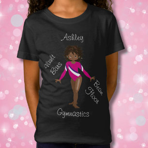 Camiseta Gimnasia Brunette, Ojos Marrones, Leotard Rosa