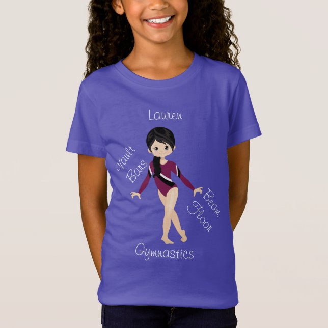 Camiseta Gimnasia Cabello Negro, Ojos Marrones, León Borgoñ (Anverso)