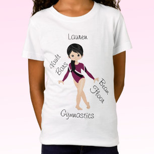 Camiseta Gimnasia Cabello Negro, Ojos Marrones, León Borgoñ