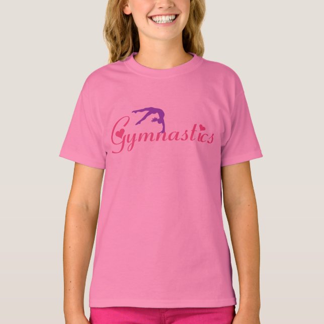 Camiseta Gimnasia Camisas del Corazón Rosa (Anverso)