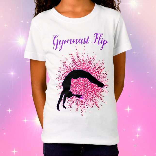 Camiseta Gimnasia Chica "Flip de gimnasia" rosa y morado (Subido por el creador)