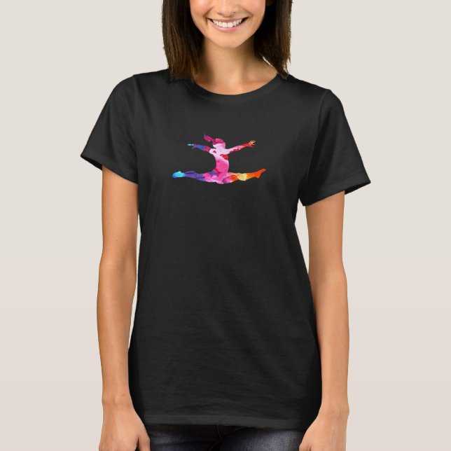 Camiseta Gimnasia Colores de arcoiris Ejercicio Acrobático (Anverso)