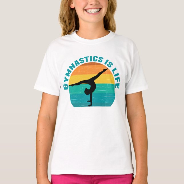 Camiseta Gimnasia es vida Hermosos niños gimnastas al atard (Anverso)