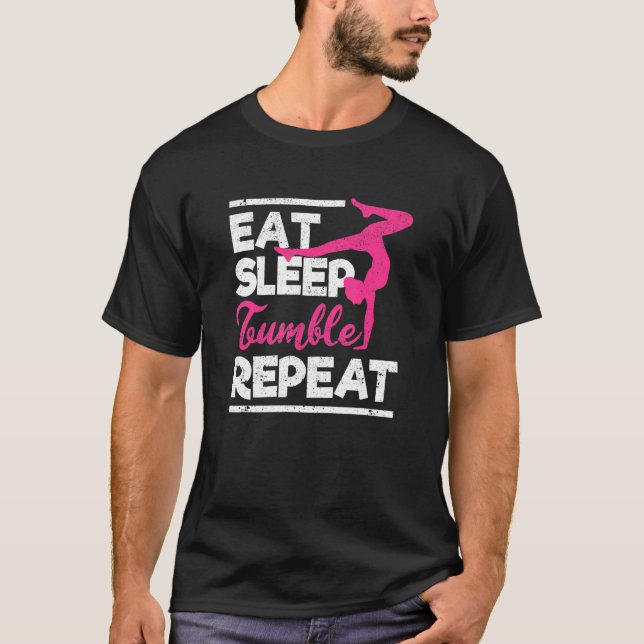Camiseta Gimnasia Gimnasta Comer Sleep Tumble Repetir (Anverso)