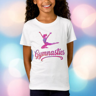 Camiseta Gimnasia Pink Holographic Gymnast Silhouette