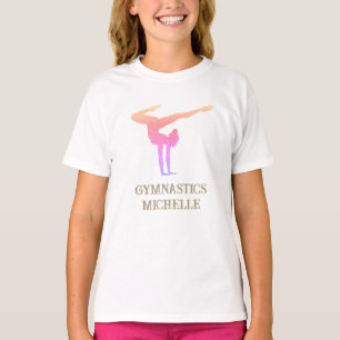 Camiseta Gimnasia Purpurina rosa Nombre personalizado
