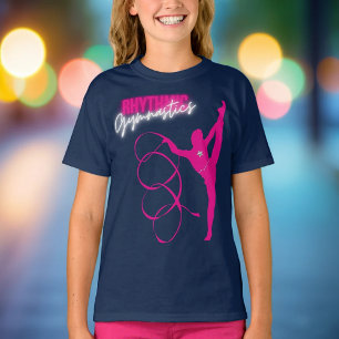 Camiseta Gimnasia rítmica Cinta rosada caliente