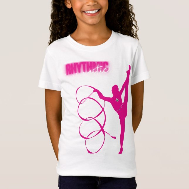 Camiseta Gimnasia rítmica Rosa caliente (Anverso)