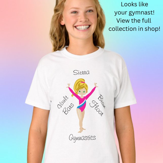 Camiseta Gimnasia rubia, Ojos verdes, Leotardo Rosa (Subido por el creador)