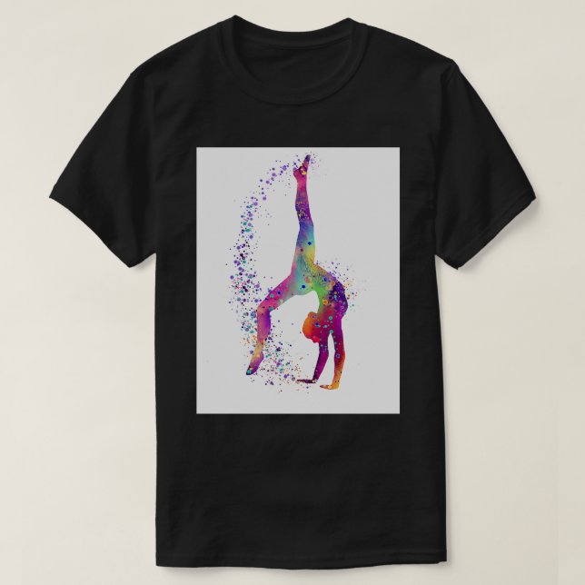 Camiseta Gimnasia Tumblores Chica Watercolor Silueta (Diseño del anverso)