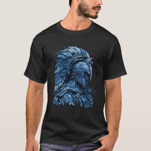 Camiseta Gimnasio azul de casco espartano Guerrero Mytholog
