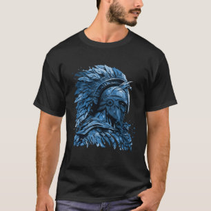 Camiseta Gimnasio azul de casco espartano Guerrero Mytholog