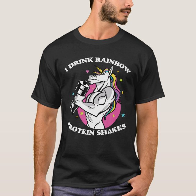 Camiseta Gimnasio - Bebí Sacudidas de Proteína Arcoiris - s (Anverso)