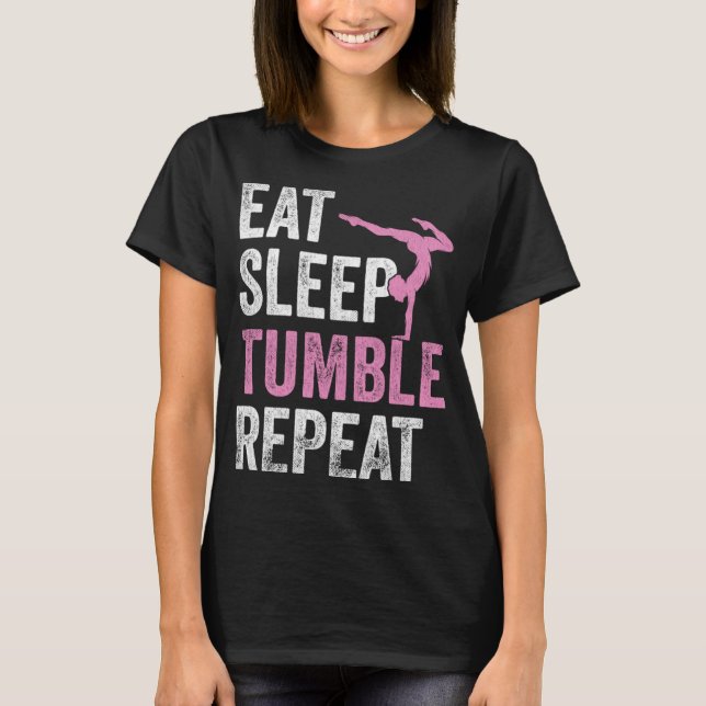 Camiseta Gimnasio Chicas Funny Gymnast de la Comida Sleep T (Anverso)