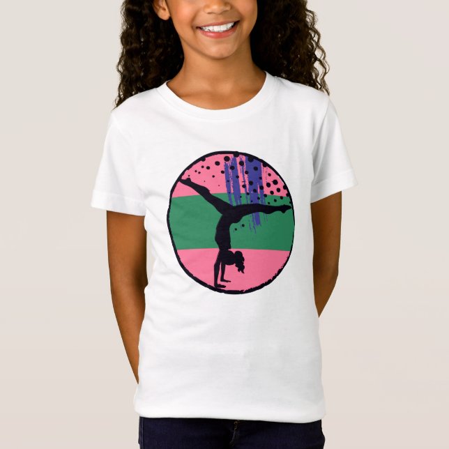 Camiseta Gimnasio de arte de resumen verde rosa (Anverso)