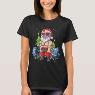 Camiseta Gimnasio de elevación de pesas Deadlift Santa Clau
