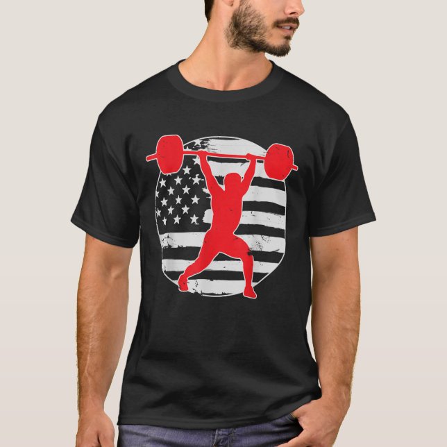Camiseta Gimnasio De Halterofilia Bandera Estadounidense 4  (Anverso)