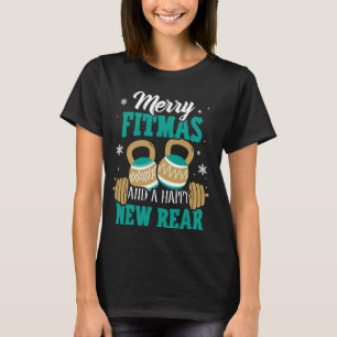Camiseta Gimnasio de merry rojo y verde y una feliz nueva t