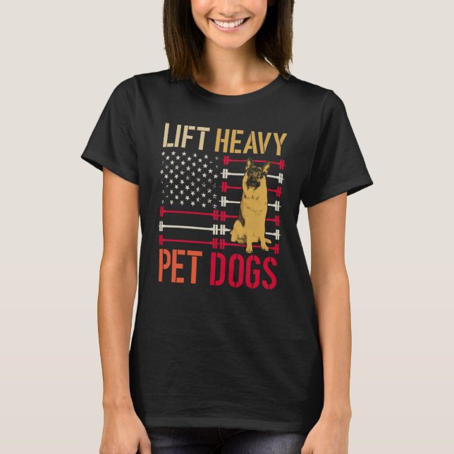 Camiseta Gimnasio de perros Mascotas pesados para levantado (Anverso)