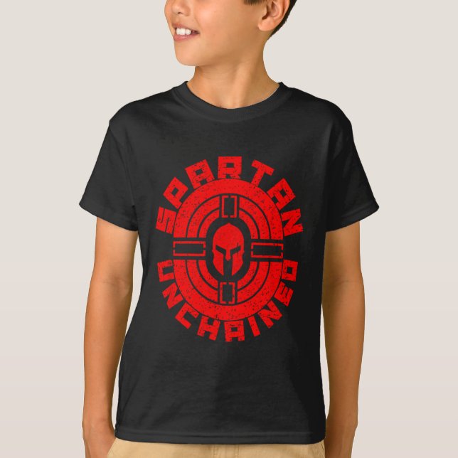 Camiseta Gimnasio de raza guerrera Spartan sin encadenar (Anverso)