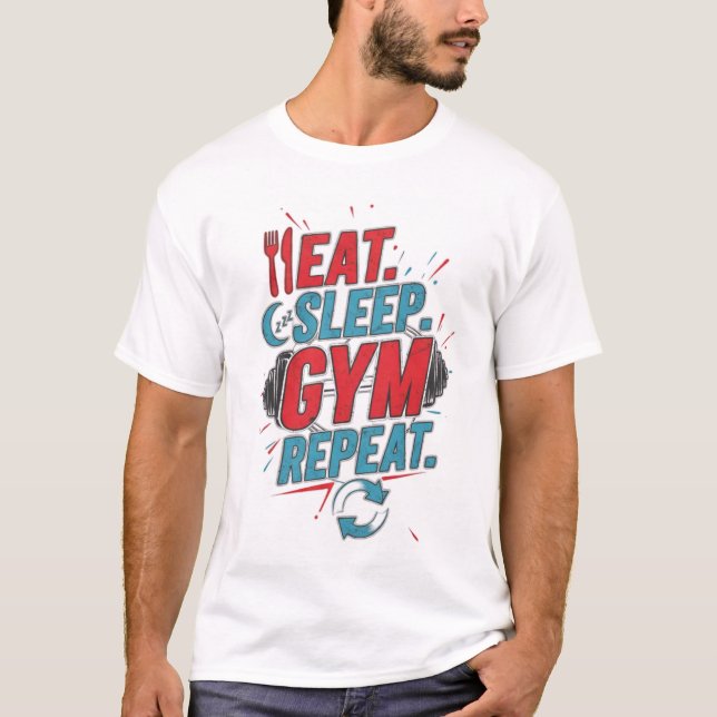 Camiseta Gimnasio De Sueño Comido Motivación De Repetición  (Anverso)