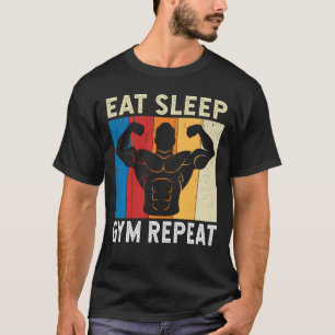 Camiseta Gimnasio de sueño de comer Repita Gracioso Gimnasi